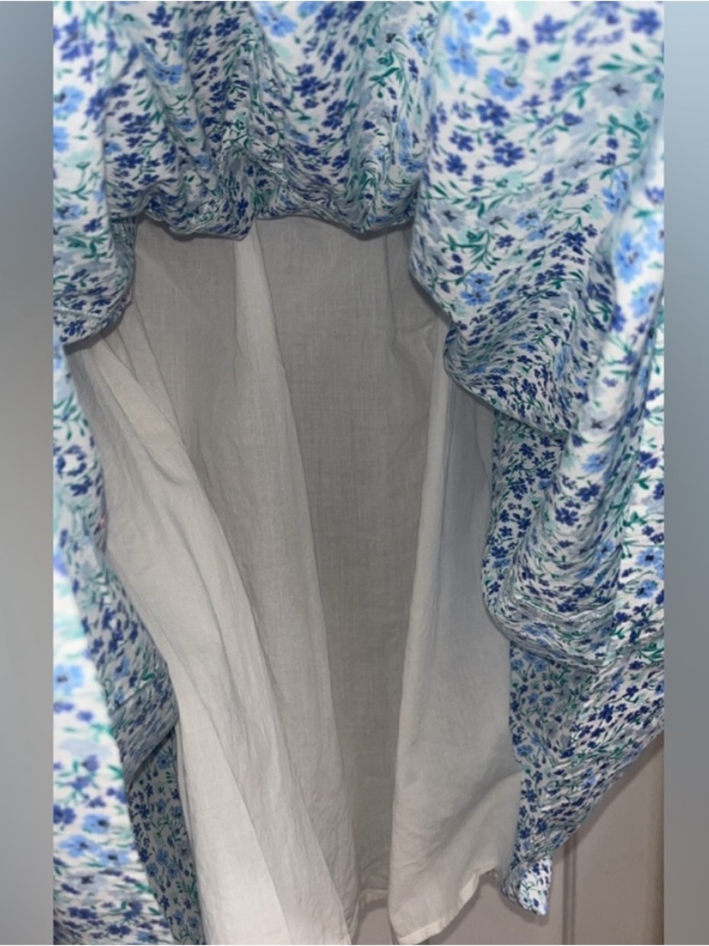 J Crew Factory Blue Floral Tie Back Midi Dress - Picture 6 of 7